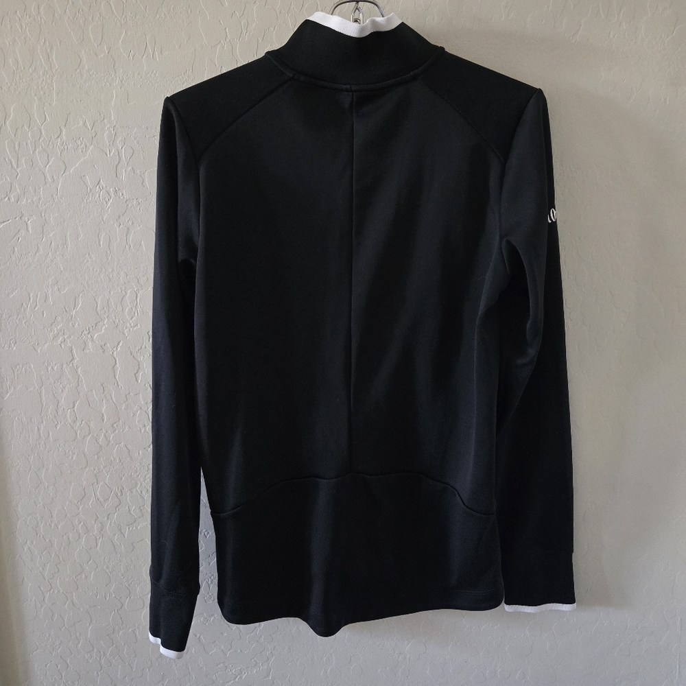 NIKE GOLF Jacket Womens M Black 1/4 Zip White Trim Pullover Dri‎ Fit - Picture 2 of 4